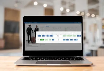 Notebook-Monitor zeigt NetLine Crew Pairing Application