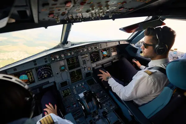 Pilot in the cockpit