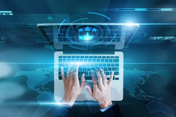 Digital workspace with connected systems and global data visualization