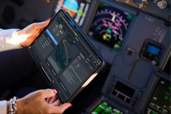 Lido mBriefing on ipad in airplane cockpit