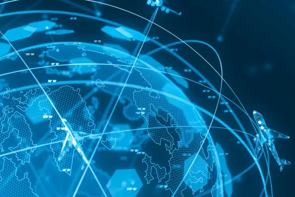 Blue global transportation technology interface