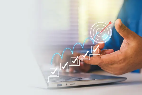 Visualized progress with completed milestones leading toward a defined target