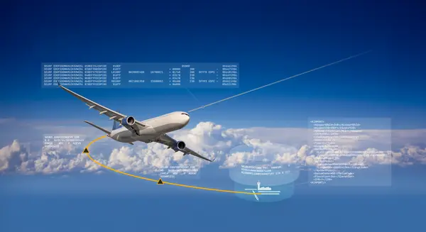 Flugzeug mit Navigationsdaten
