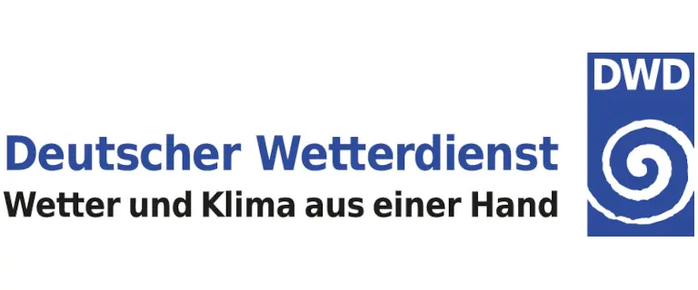 Logo des Deutschen Wetterdienstes mit blauer Spirale