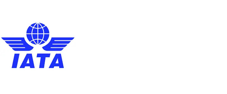 IATA Logo mit Weltkugel und Flügeln