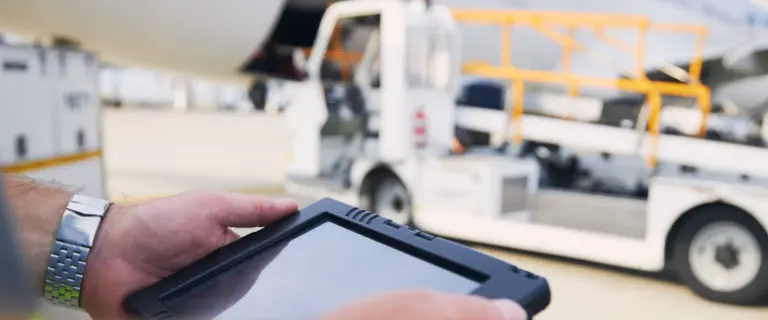Tablet used on the apron during aircraft ground handling with support vehicles