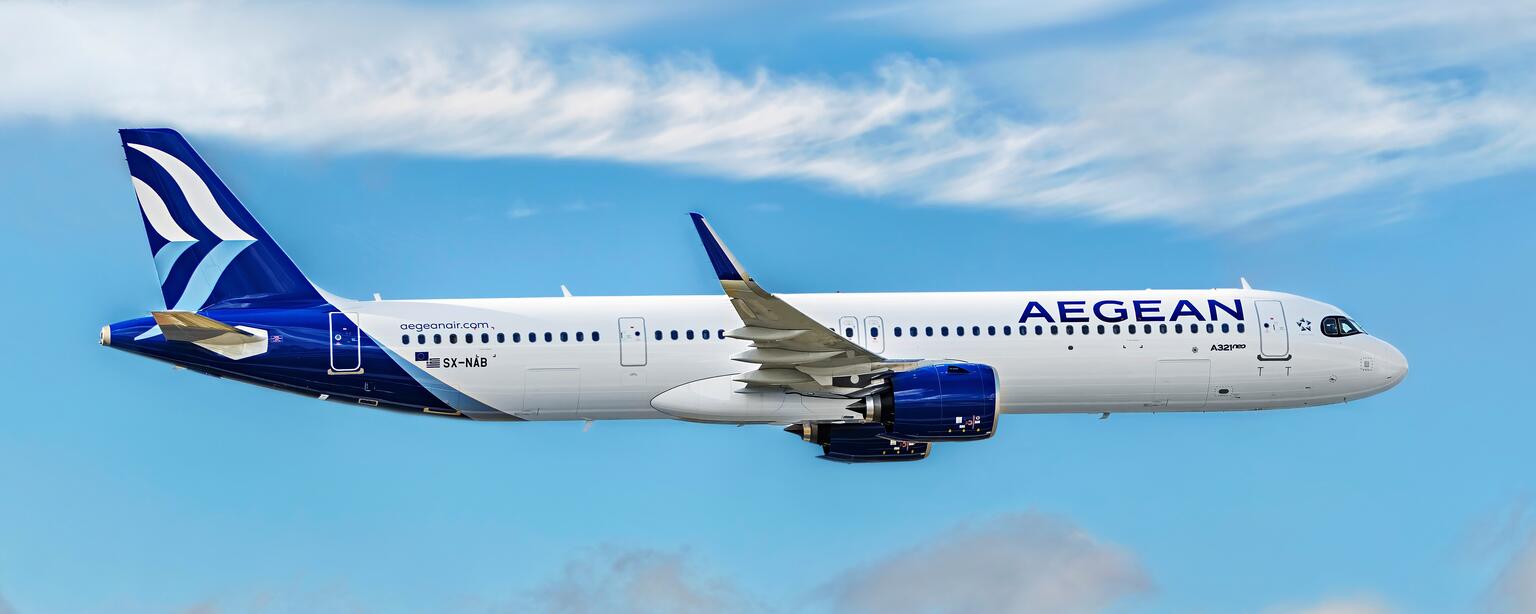 Aegean plane flying for press release: We enhance airline operations with Lido Flight 4D IFS