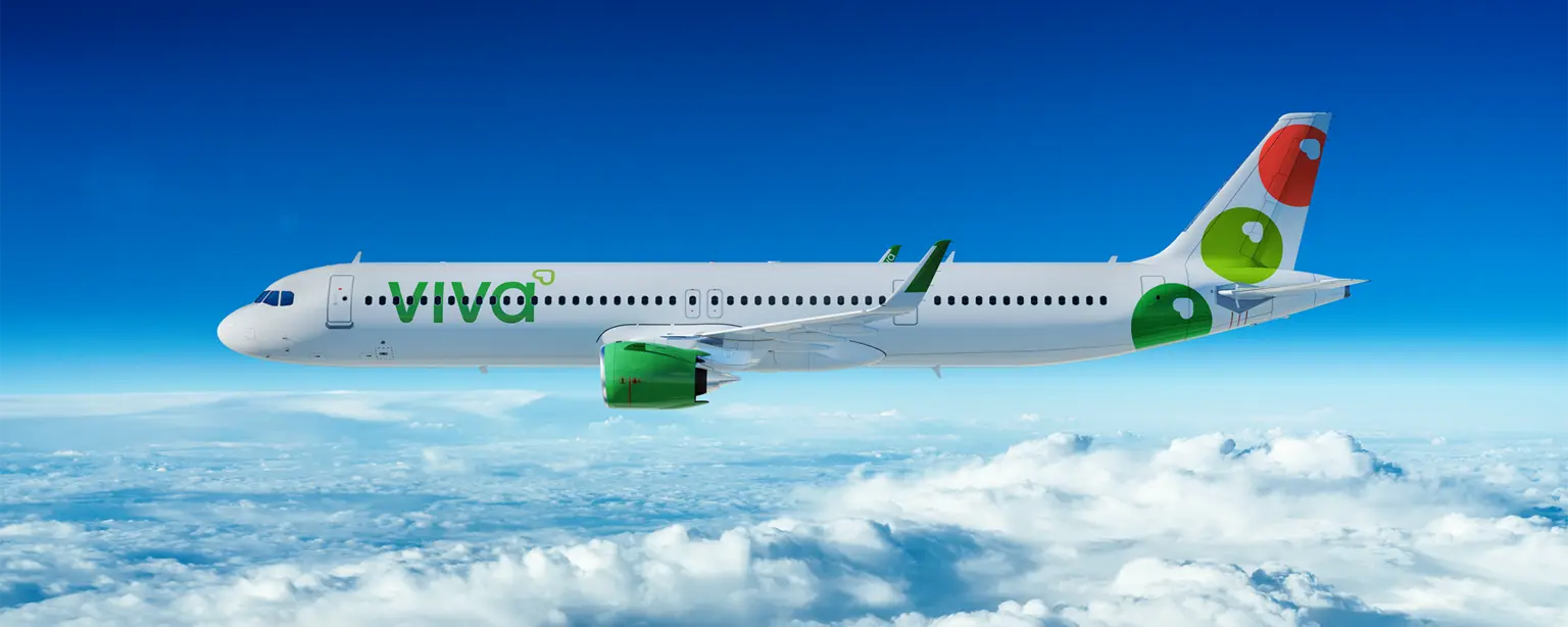 Viva Aerobus airplane flying