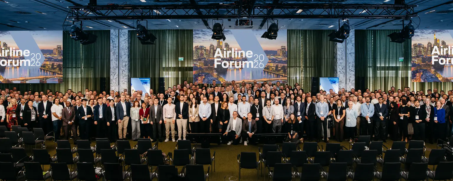 Group of participants of the event Airline Forum 2026 taking place in Frankfurt, Germany.