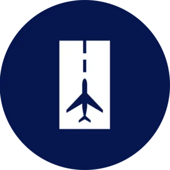 Blue icon representing an airport