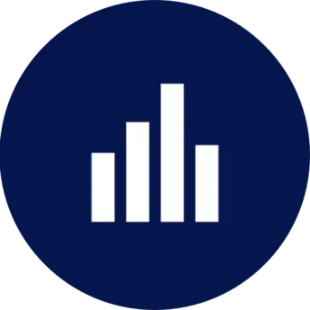 Blue icon showing a bar chart