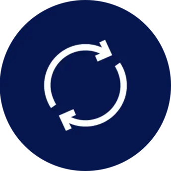 Blue icon representing a continuous cycle