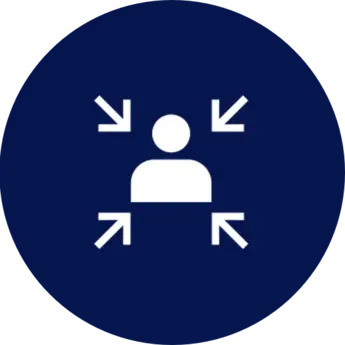 Blue icon representing customer centricity