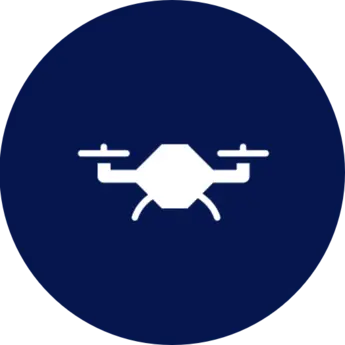 Blue icon of a drone