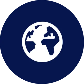 Blue icon of an earth globe