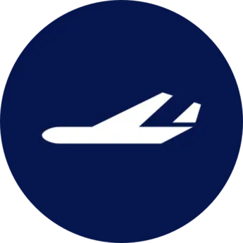 Blue icon of an airplane