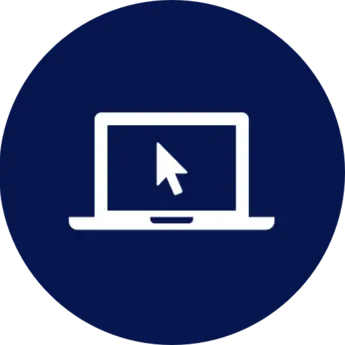 Icon eines Laptops mit Mauszeiger auf dem Bildschirm