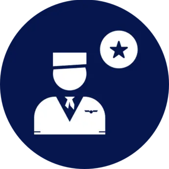 Symbol einer Flugbegleiterfigur mit Stern