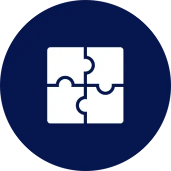 Puzzle symbol with four connected pieces
