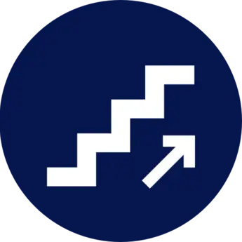 Icon showing stairs with an arrow