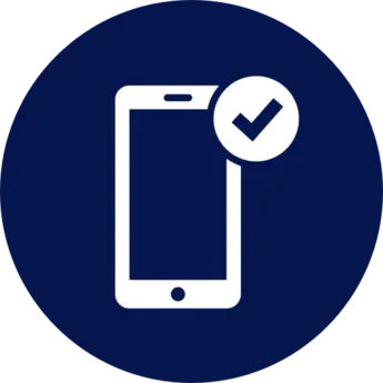 Icon showing a smartphone with a checkmark